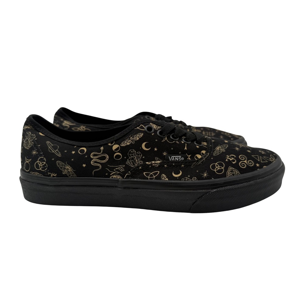 Vans Authentic Sneakers Mens 9 Womens 10.5 Black Gold Celestial Print New